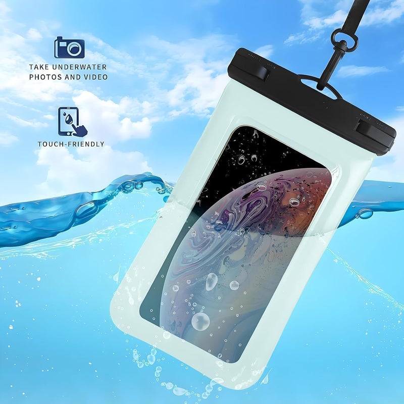 Foweroty Floatable Soap Bubble Waterproof Phone Pouch/Case with Crossbody Lanyard for iPhone 17 Series 16 Pro Max/15 Pro/14/13/12, IP68 Cellphone Dry Bag Beach Cruise Ship Essentials, 1 Pack-Blue-7″ - Image 5